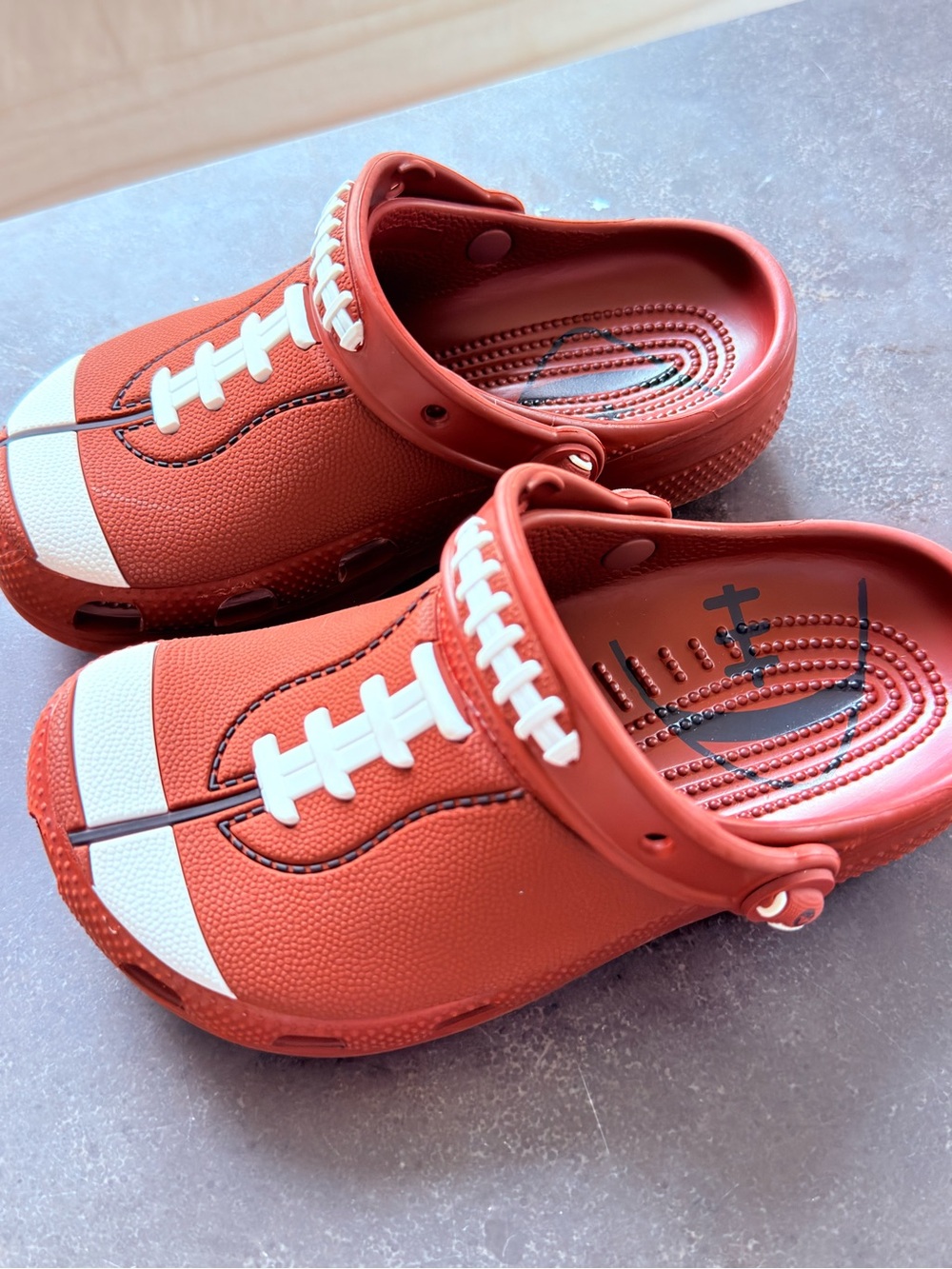 CROCS Kids Football-Themed Slip-On Clogs size J1